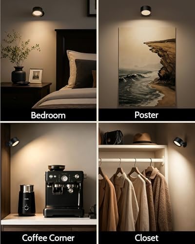 Rechargeable Wall Sconces with Remote, Magnetic Wall Lights, Black - Image 5
