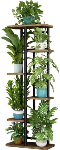 LINZINAR Plant Stand Indoor 6 Tier Metal Corner Tall Flower Shelf by LINZINAR