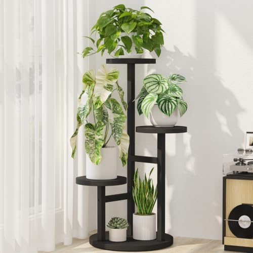 iDavosic.ly 3 Tier Wood Plant Stand Indoor Outdoor Corner Tall Shelf, Black by iDavosicly