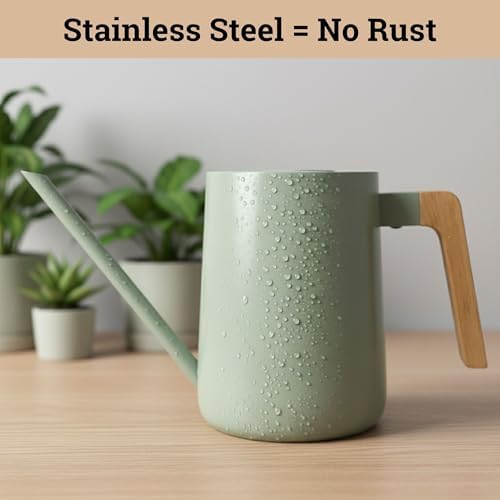 Metal Small Indoor Watering Can with Long Spout & Real Wood Handle, 35oz - Image 3