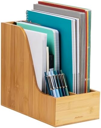 Mind Reader Vertical File Storage, Desktop Organizer, Magazine Holder, Office, Bamboo, 6"L x 11"W x 10"H, Brown by MindReader