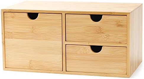 Bamboo Desk Drawer Organizer, Desktop Organizer with Drawers(3 Drawers) by Wisuce