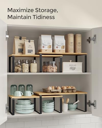 SONGMICS Cabinet Organizer Shelf, Set of 2 Spice Rack, Kitchen Storage - Image 5