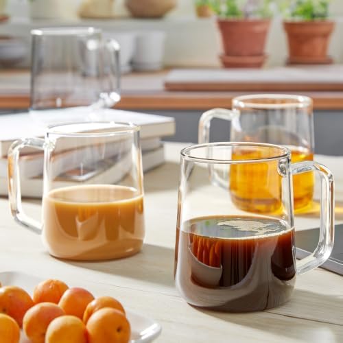 Large Glass Coffee Mugs, 24 oz Glass Coffee Cups Set of 4, Clear Borosilicate Glass Mugs with Handles for Cappuccino, Tea, Latte, Hot/Cold Beverages, Wine, Americano, Smoothies - Image 7