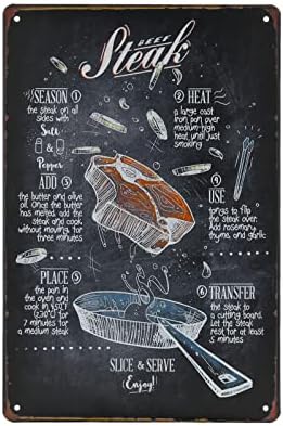 Food Vintage Tin Sign - Beef Steak Retro Metel Sign - Wall Decor wall sign for Kitchen Bakery Cafe Restaurant by TREEPERI