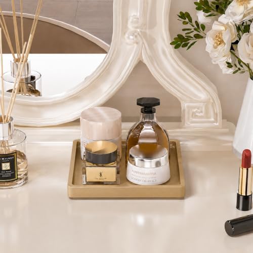 Weenson Bamboo Bathroom Vanity Tray Countertop, Decor, 7.9" x 7.9" Gold - Image 5