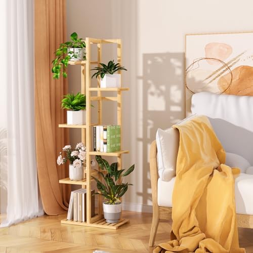 ROMGUAR CRAFT 6 Tier Bamboo Plant Stand Indoor, Tall Flower Holder, Natural - Image 4