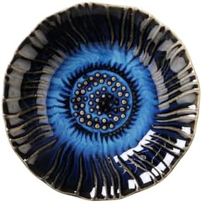 JAMEND CLXP Sunflower Ring Tray Cute Paper Clips Candy Dish Ashtray in Office, Decorative Trinket Jewelry Holder for Necklace Earrings Put On Bathroom/Kitchen Counters, Ceramic, Deep Blue. - Image 2