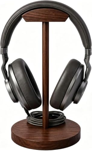 Headphone Stand Nature Wood Headset Hanger Mount Hook Gaming Holder Desktop Earphone Artful Functional Stand for All Headsets with Solid Wooden Base by Bliocefo