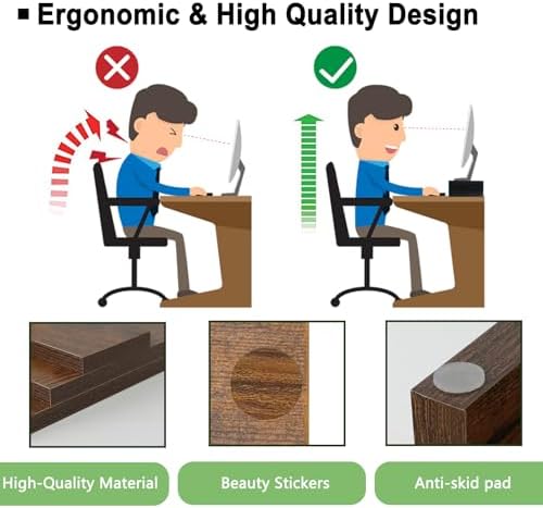 TEAMIX 2-Pack Monitor Stand Riser 20 inch, Wooden Tabletop Shelf, Brown - Image 5