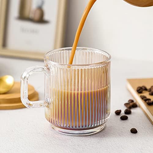Lysenn Iridescent Glass Mug with Lid, Premium Coffee Mug, 12 oz Tea Cup - Image 2