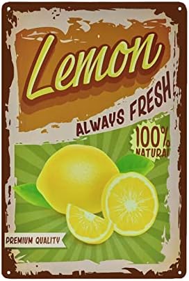 Vintage Lemon Tin Sign - Fruit Metal sign - Retro Decorative Sign Wall Decor Home Decor by TREEPERI