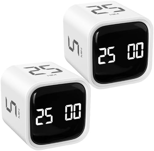 Rotating Productivity Timers 5/25/10/50, Desk Flip Timer for ADHD, 2 White by OORAII