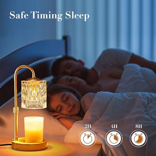 Briever Dimmable Candle Warmer Lamp with Timer, Height Adjustable Electric Candle Wax Warmer, Christmas Birthday Gifts for Women Mom, House Warming Gifts New Home Room Decor, Solid Wood Base - Image 5
