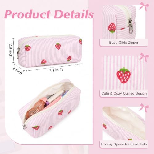 22Pcs Book Annotation Kit Aesthetic Pencil Case with Supplies School Annotation Supplies Gel Pen Transparent Sticky Note Taking Bible Study College Stationery Supplie (Pink Strawberry) - Image 3
