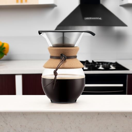 Bodum 34oz Pour Over Coffee Maker, High-Heat Borosilicate Glass with Reusable Stainless Steel Filter and Cork Grip - Made in Portugal - Image 5