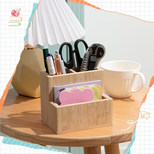 Maitys Bamboo Wood Pen Holder for Desk Wooden Pencil Organizer - Image 4