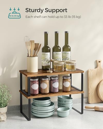 SONGMICS Cabinet Organizer Shelf, Set of 2 Spice Rack, Kitchen Storage - Image 4