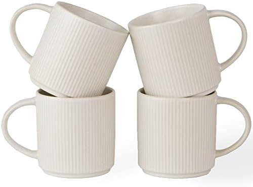 famiware Coffee Mug Set of 4, Star 12 oz Ceramic Mugs Cups Set with Handle by Famiware