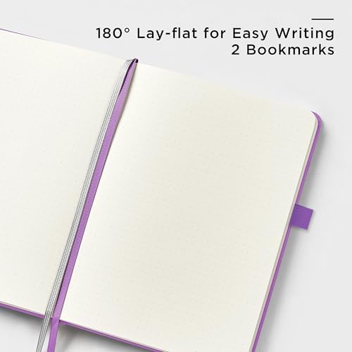 &And Per Se Dotted Journal Notebook, A5 Hardcover Leather Dotted Journal, 160 Pages 100gsm Thick Dot Grid Paper, 3 Sheets of Stickers Included - 5.7'' x 8'' (Violet) - Image 3