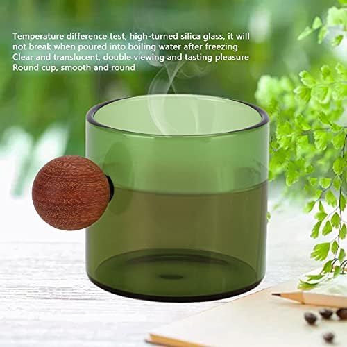 Coffee Cups Clear Coffee Mugs, Glass Coffee Cup Clear Heatproof Glass Coffee Mug with Wooden Ball Handle for Office Bar Party (Green) - Image 7