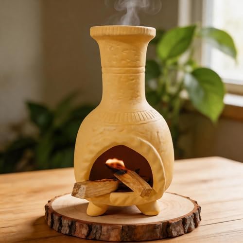 Ceramic Mini Chiminea Palo Santo Burner, Decorative Cone Incense Holder by MOUGIGI