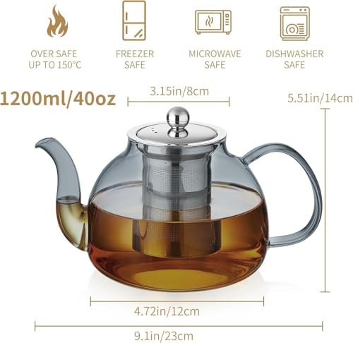 DOPUDO Glass Teapot with Infuser, 40 oz Borosilicate Tea Kettle - Image 3