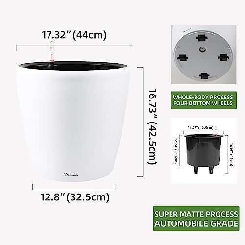 Dexceder 18x17 Self Watering Planter with Wheels (White Matte) - Image 3