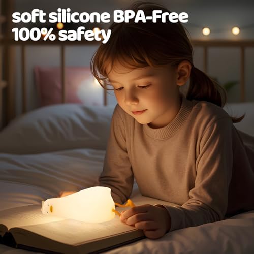 Rytinazzz Silicone Night Light for Kids, 50H Long Battery Duck Lamp (Lying), Gift for Kids, Soft Dimmable Bedside Light, Rechargeable Tap Control - Image 4