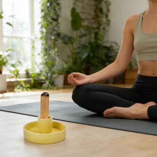 Palo Santo Holder, Ceramic Incense Stick Holder, Sage Holder for Yoga, Meditation, and Energy Cleansing, Unique Ceramic Incense Holder Gift for Palo Santo Sticks (Yellow) - Image 5