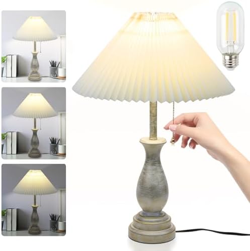 LALISU Farmhouse Table Lamp with Pull Chain Switch 3-Way Table Lamp Rustic by LALISU