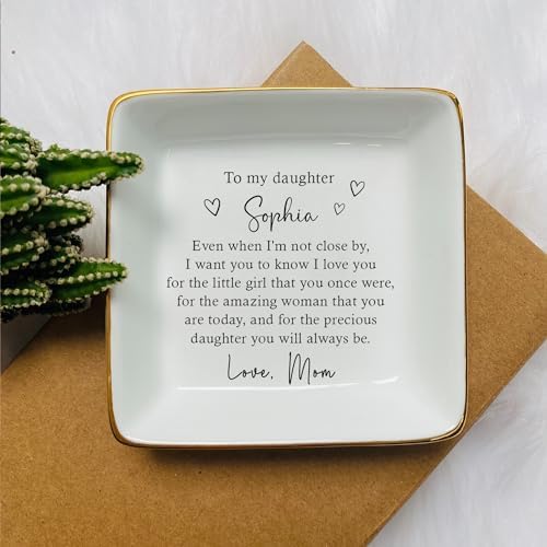 Daughter Gift From Mom, Custom Ring Dish, Even When I Am Not Close By, Ceramic Jewelry Dish, Personalized Trinket Tray, Wedding, Birthday Present, Mother And Daughter - Image 3