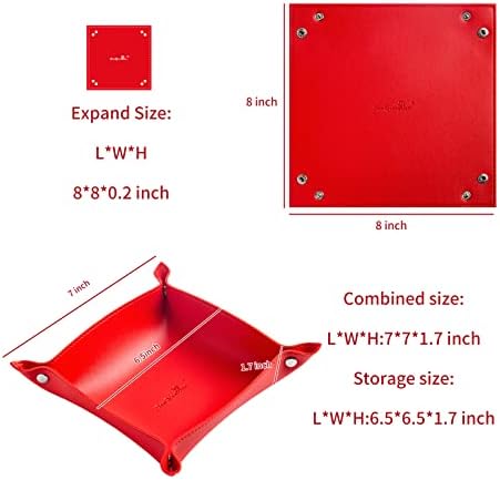 Leather Jewelry Valet Tray for Women and Man (Red-B) - Image 2