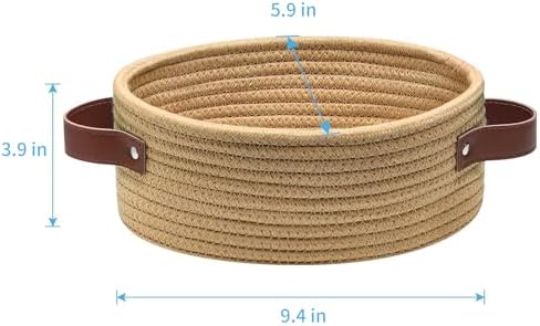 ABenkle Small Woven Basket, Mini Cotton Rope Tiny Oval Shelf Decorative Toy Dog Cat Toy Storage for Nursery, Easter，Empty Gift Baskets, 9.4" x 5.9" x 3.9" XS - Image 2