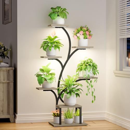 BACEKOLL Plant Stand Indoor with Grow Light, 7 Tier 49" Lighted Plant Shelf by BACEKOLL