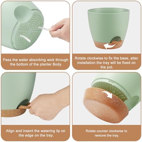 QRRICA 8/7/6.5/6/5.5/5 Inch Self Watering Pots for Indoor/Outdoor Plants - Image 2
