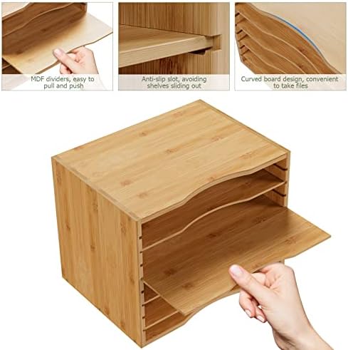 Bamjoy Bamboo 5 Tier Desktop Organizer, Paper Organizer Mail Sorter, File Holder Letter Document Storage with Adjustable Shelves for School Home Office, Natural - Image 4