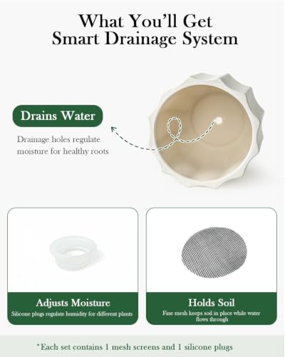 10 Inch Ceramic Plant Pot for Indoor Plants with Drainage Hole - Image 2