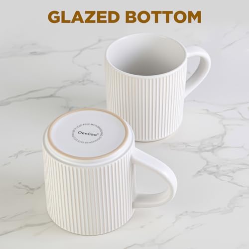 DeeCoo Matte White Coffee Mugs Set of 4, 12 Ounce Mug with Handles, Ceramic Stoneware Catering Coffee Cups, Porcelain Mugs Sets for Coffee, Tea, Hot Cocoa, Milk, Microwave and Dishwasher Safe - Image 5