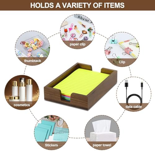 MultiBey Walnut Wood Sticky Notes Holder - 4x6 Inch Memo Pads Dispenser - Image 5