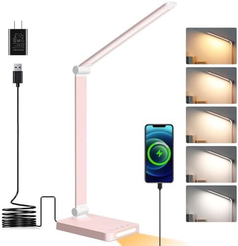 LED Desk Lamp with USB Ports,Touch Desk Lamps for Home Office with 5 Modes by DottArts