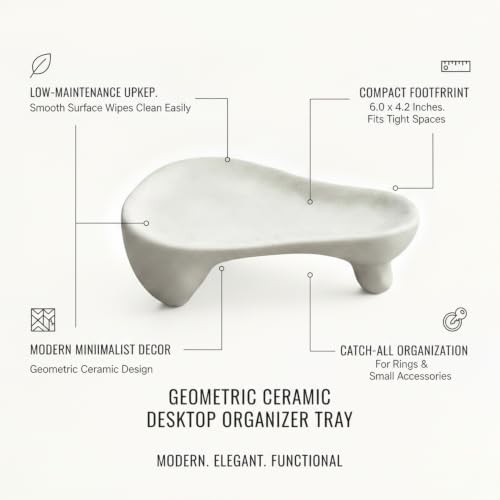 Multipurpose Geometric Ceramic Tray for Jewelry, Keys, and Decor – Versatile Catch-All Dish for Nightstand, Entryway, or Vanity (1 Piece) - Image 5