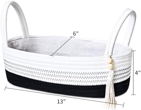 ABenkle Small Storage Basket for Toilet Tank Top - Jute Rope Woven Organizer with Handle, Boho Countertop Bathroom Decor, Toilet Paper Holder, 13x6x4 Inch - Image 2