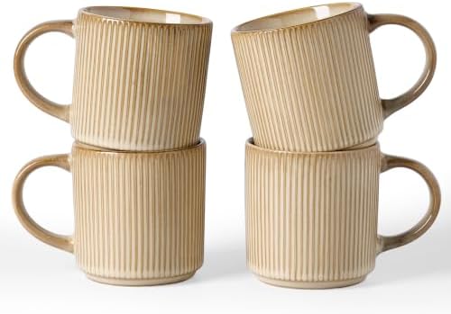 famiware Coffee Mug Set of 4, Star 12 oz Ceramic Mugs Cups Set with Handle by Famiware