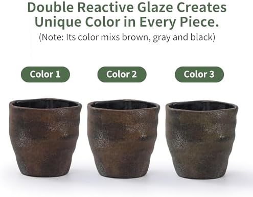 6 Inch Ceramic Planter Set of 2 with Drainage Hole and Saucer for Plants, Indoor-Outdoor Large Irregular Succulent Orchid Flower Pot- Cement Paint, Inner-pots not Larger Than 5 Inch - Image 2