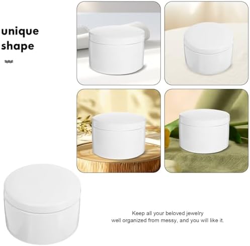 STOBAZA 3 Inch White Ceramic Jewelry Box with Lid, Small Round Porcelain Trinket Dish for Ring Earring, Minimalist Organizer Container for Vanity, DIY Paintable Favor for Wedding Valentine - Image 5