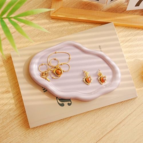 Gifts For Women Small Cloud Ceramic Jewelry Dish Tray, Vanity Ring Dish Ceramic Trinket Ring Holder, Room Decor Aesthetic,Decorative Cloud Vanity Key Tray Present for Wife Mom Daughter (Cloud-Purple) - Image 6