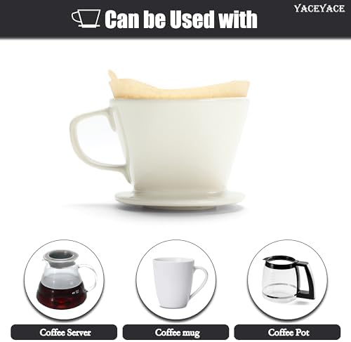 Ceramic Pour Over Coffee Dripper, Small Ceramic Pour Over, Off White - Image 6