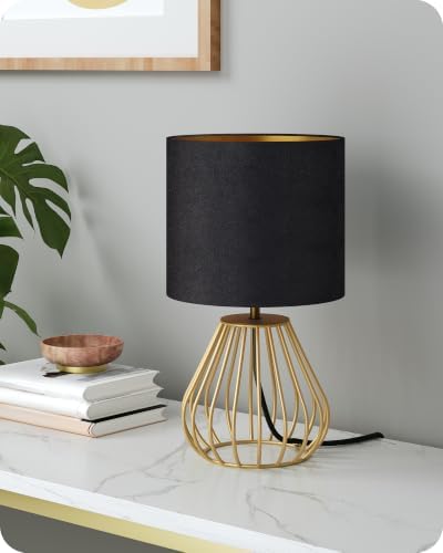 Black and Gold Table Lamp,12.6" Small Bedside Lamp with Bulb - Image 2