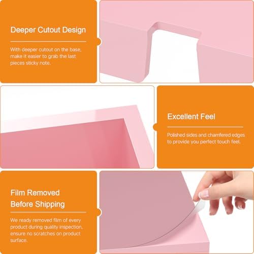 Beego Sticky Note Holder Organizer - 4x6 in Lightpink Acrylic Notepad Holder Acrylic Sticky Note Dispenser Cute Memo Holder (NO PADS) for Dorm Room Office Desk Organization - Image 6